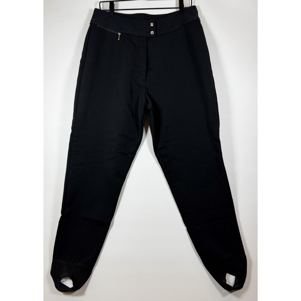 Schoeller Ski Pants Womens 14 Black Stirrup Stretch Retro‎ 90s Apres Ski